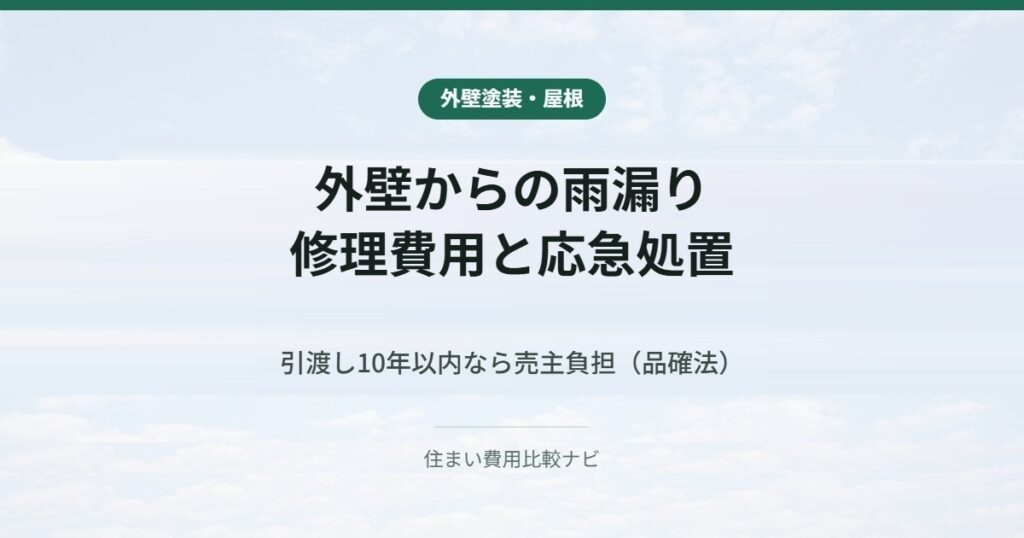 外壁からの雨漏り｜修理費用と応急処置