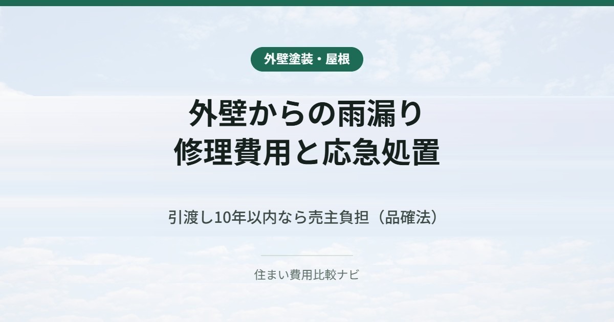 外壁からの雨漏り|修理費用と応急処置
