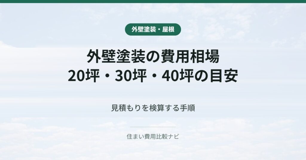 外壁塗装の費用相場｜20坪・30坪・40坪の目安
