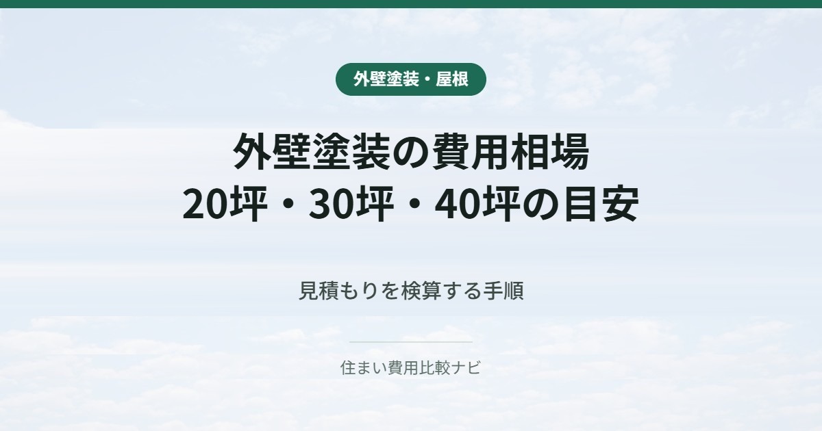 外壁塗装の費用相場|20坪・30坪・40坪の目安