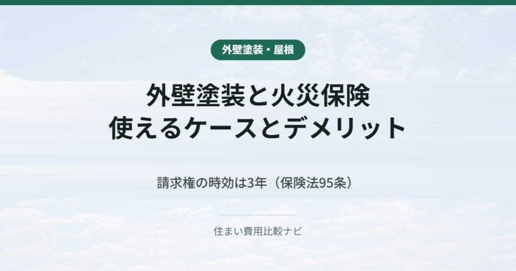 外壁塗装と火災保険｜使えるケースとデメリット
