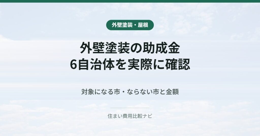 外壁塗装の助成金を6自治体で確認した結果